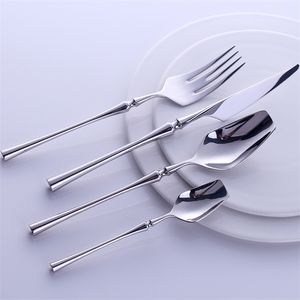 Western Portable Cutlery Set Travel Tableware 24pcs 304 Stainless Steel Dinner Set With Luxury Handle Knife Fork Dinnerware 211108