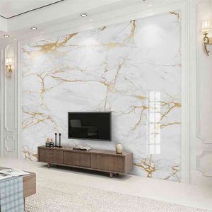 Benutzerdefinierte jede Größe Wandbild moderne weiße Marmor Tapete Golden Line Wandmalerei Wohnzimmer TV Sofa Schlafzimmer Home Decor Papel Wandbild 210722