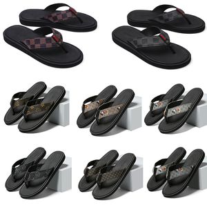 Luxusmarke bedruckte Designer-Hausschuhe für Herren, bequeme Gummi-Sandalen, schwarz, braun, grau, mit Gittermuster, Blume, Outdoor, Strand, lässige Flip-Flops, Größe 39–46