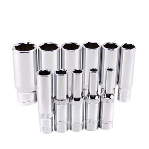 11 pcs 1 4 inch Socket Wrench Head Sleeve Double EndHand Tools Drive Deep Socket Set CRV Hand Tools 6 Point Long