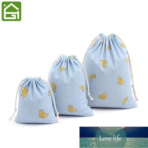 Piece Small Banana Drawstring Bag Canvas Gift Bags Groceries Organizer Sack