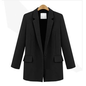 Chaqueta de mujer Otoño Moda Slim Manga larga Negro Pequeño traje Ladies Blazer 210527