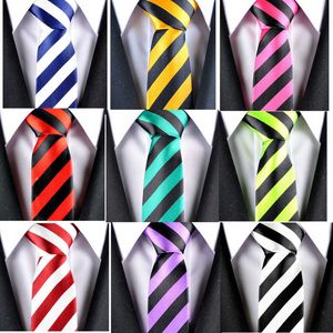 Style Blue Red Green White Yellow Black Stripe Man's Classic Rayon Polyester Tie Business Wedding Party Men Fashion Necktie