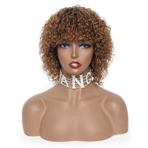 Brazilian Jerry Curl Short Human Hair Wigs Remy Pixie Cut Wig Black/Blonde Afro Curly For Women Lace