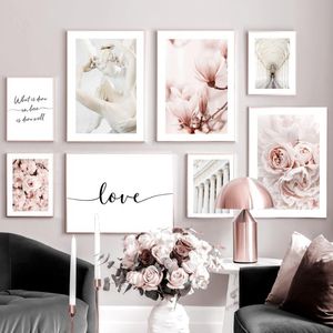 Wholesale roman paintings for sale - Group buy Paintings Roman Pillars Magnolia Peony Nordic Posters And Prints Maria Sculpture Art Canvas Painting Wall Pictures For Living Room Decor