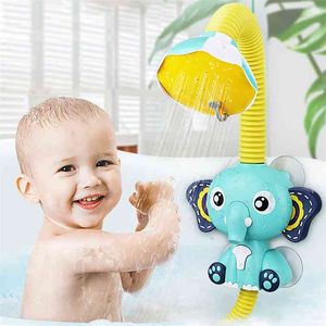 Badleksaker baby vatten spel elefant modell kran dusch elektrisk spray leksak simma badrum för barn gåvor 210712