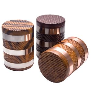 Färgglada 63mm Zinc Alloy Wood Grain Rökning Dry Herb Tobak Grind Spice Miller Grinder Crusher Slipning Hackad Hand Muller Cigarette Högkvalitativ DHL Gratis