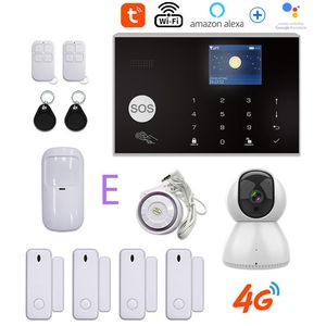 Tuya 433MHz Wifi 3G 4G Home Burglar Security Alarm System,Apps Control Wireless Alarm Kit With Ptz IP Camera Baby Monitor