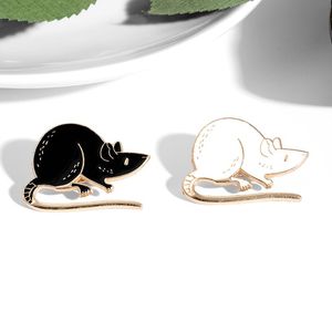 Pins, Brooches Black White Rats Enamel Pin Cartoon Animal Mouse Custom Brooch Badge For Friends Jewelry Wholesale Clothes Lapel