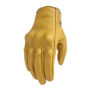 New Leather Motorcycle Gloves Touch Screen Yellow Racing Cycling For Men Women Goatskin Moto Glove Motorbike Riding Dirt Bike