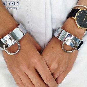 New Fashion Accessories Jewelry Simple Cool Punk Copper Metal Rings Cuff Bangle Mix Color Women Lovers' Gift Q0719