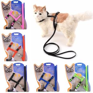 Cat Collars & Leads 5 Color Adjustable Pet Collar For Cats Cozy Nylon Kitten Kedi Harness Leash Set Dog Accessories Products Pets