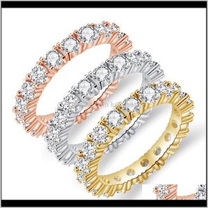 3 Colors Delicate Pave Setting Simulated Diamond Rings Fashion Accessories Jewelry Wedding Band Ring For Women Nsxj5