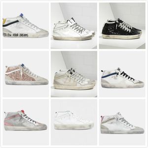 Nuova versione Golden Mid star high top Scarpa Italia marca Donna Sneakers di lusso Scarpe da ginnastica Paillettes Classic White Do-old Scarpe da uomo sporche