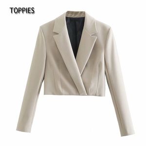Toppies Donna Giacca corta da abito Giacca con bottoni nascosti Colletto dentellato Giacca primaverile chaquetas mujer 210412