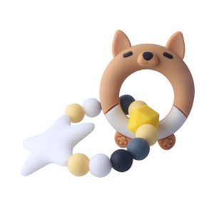 Cartoon Silicone Teether Glue Baby Molar Toy Bracelets Beaded Strands