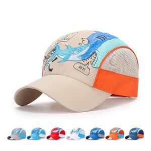 Lato kreskówka haftowany rekina nurek szybkie suche czapki baseballowe dzieci chłopcy i dziewczęta sportowa siatka plaży czapka śliczny słońce kapelusz