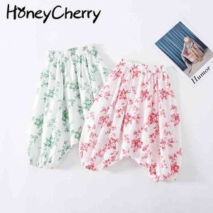 Wiosna i lato Koreański Odzież dziecięca Dziewczyny Baby Loose Bawełniane Kwiatowe Bloomers Anti-Mosquito Spodnie 210515