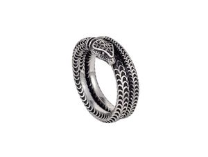 Anello di lusso gioielli Donia retrò serpente argento intarsiato zircone regalo di designer di moda europea e americana fatto a mano