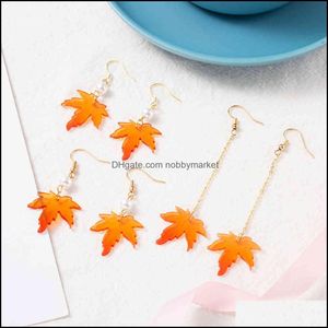 Stud Earrings Jewelry Selling Hefeng Series Simple Temperament Maple Leaf Pearl Long Womens Drop Delivery 2021 E3Ib0