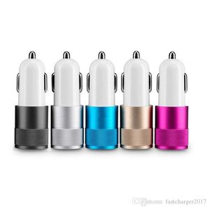 Universal 2.1a Cell Phone Chargers Aluminum Alloy Metal Dual Car Charger For iPhone 12 13 14 15 Samsung Galaxy S24 S20 S23 S22 Utral Gps PC android phone