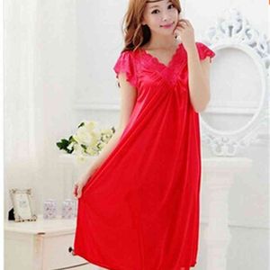 Envio Mulheres Rendas Vermelhas Sexy Nightdress Girls Plus Tamanho Grande Sleepwear Nightgown Night Dress Skirt Y02-4