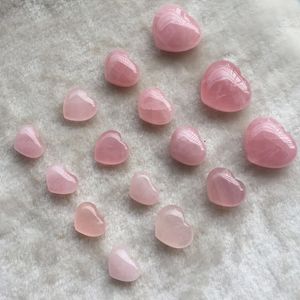 25 * 25 * 7mm Konst Natural Rose Quartz Heart Shaped Pink Crystal Carved Love Healing Gemstone Lover Gife Stone Crystal Gems