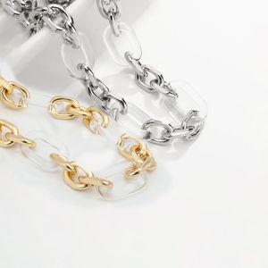 Dicker Silberchoker großhandel-LifeFontier Gold Silber Metall Kubanische dicke Kette Halskette für Frauen Punk Transparent Acryl Choker Chunky Jewelry Chokers