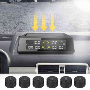 External Sensor 116PSI 6Pcs Car Solar Power TPMS LCD Color Screen Monitoring Tire Pressure Range Tire Pressure Monitoring System