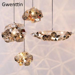 Creative Irregular Stainless Steel Spark Pendant Lights Modern Home Decor Light Fixture Luminaire Loft Industrial Hanging Lamp Lamps