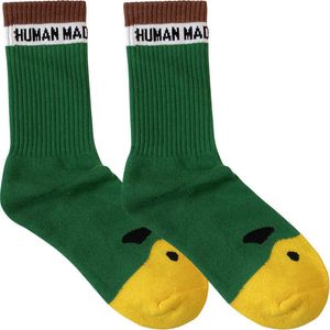 Spor, Rahat Japon Moda Marka Çorap erkek ve kadın Orta Tüp İnsan Yeşil Sevimli Karikatür Saf Pamuklu Havlu Alt Spor Çorapları