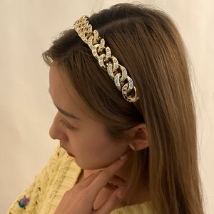 Headband de metal irregular link cadeia rhinestone headbands punk cabelo hoops titular para mulheres jóias