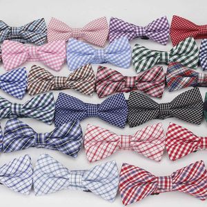 36Colors marca estilo xadrez kid bowtie algodão crianças bowties bebê clássico pet cão cão listrado borboleta criança gravata