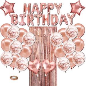 Duży rozmiar Happy Birthday Balloon Series Set Party Supplies Rose Gold Color to Banner Confetti Balony dla wszystkich grup wiekowych