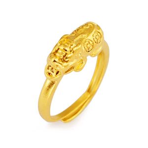 Bandas De Boda 24k al por mayor-Unisex valiente d k chapado en oro anillos JSGR078 Moda regalo de boda hombres mujeres anillo de joyería de placa de oro amarillo