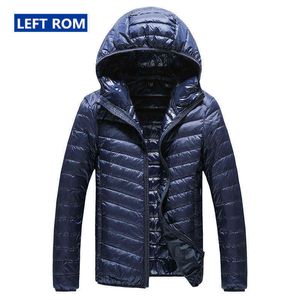 2019 neue High-End-warme Mode für Männer Feder-Daunenjacke mit Kapuze reine Farbe Boutique Herren-Feder-Daunenmantel dünne leichte Jacken G1108