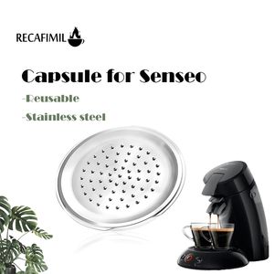 Recafimil återanvändbar kaffekapsel för Senseo Rostfritt Stål Crema Pod Refillerbar Filter Kaffe Maskin Cup 210712