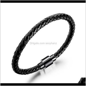 Браслеты с доставкой 2021 Модные мужские очарование DIY Lover Black Leather Brawlet Bracelet Magnetic Bugle Hip Hop Jewelry Dewelry Punk Design