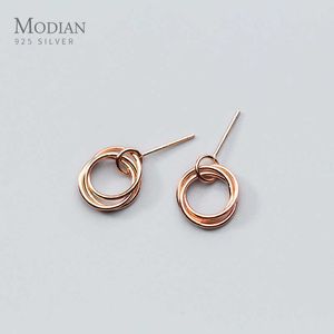 100% 925 Sterling Silver Stud Earrings for Women Unique Design Swing Fashion Ear Pins Punk Style Jewelry 210707