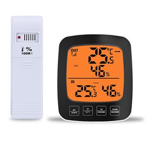 Relógios de parede Grande tela Indoor e Outdoor Temperatura Mesa de umidade Relógio Limite superior Alarme inferior com costas