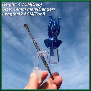 Rökningstillbehör Dab Tool Glass Water Bong Pipes Carb Cap Dabber för Bangers Thermal P Quartz Banger Nails Kit