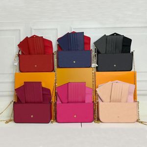 女性のショルダーバッグ3ピースデザイナーハンドバッグ本革の素材高品質プリントレターチェーンデコレーションレディスウィートユニークなメッセンジャーデザインベッグ