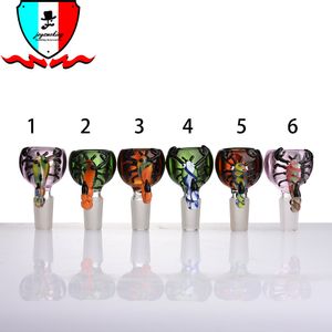 Ciotola di vetro per animali Accessori per fumatori con supporto per erbe con giunto maschio da 10 mm o 14 mm per pipe ad acqua Bong Dab Rigs