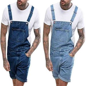 Men's Plus Short Dungarees Grande Tamanho Denim Macacão Calções de Moda Com Pocket Loose Style Jumpsuits para homens 210331