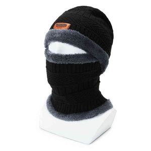 New Winter Beanie Hat for Men Knitted Hat Winter warm Cap Beanie Women Thick Wool Neck Scarf Cap Balaclava Mask Bonnet Hats Y21111