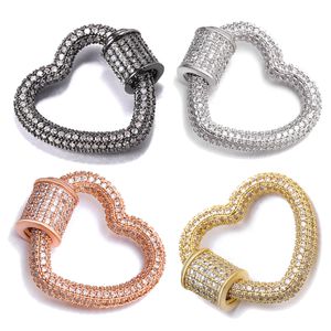 Riversr CZ Micro Pave Screw Clasps Accessories White Pink Yellow Gun Black Heart Copper Zircon DIY Jewelry Findings Wholesale