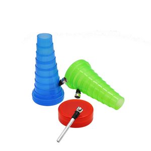 Resande Plast Tändbar Vatten Bongs Portable Creative Hookah Shishia Folding Rökning Tillbehör 3 färger