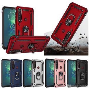 Armor Fodral för Moto Motorola G7 Power E5 / G6 Spela en zoom P40 Z4 G8 plus magnetisk ringhållare