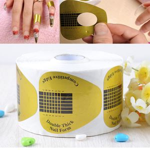 500 Pcs Golden U Shaped Form Art Tip Extension Tools Forms Guide for French Acrylic Nail UV Gel