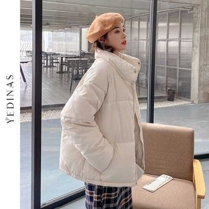 Yedinas Winter Mode Frauen Winddichte Jacke Casual Weibliche Parka Dicke Mantel Warme Weiße Oberbekleidung Rot Schwarz Damen Mäntel 210527